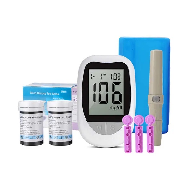 جهاز قياس السكر في الدم Blood Glucose Meter - طقم فحص ومتابعة مستوى الجلوكوز المنزلي مع شرائط ووخز