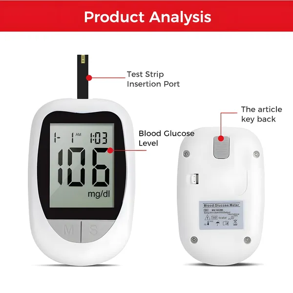 جهاز قياس السكر في الدم Blood Glucose Meter - طقم فحص ومتابعة مستوى الجلوكوز المنزلي مع شرائط ووخز