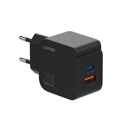 لادنيو  شاحن سريع كيو 1 يو إس بي-إيه / يو إس بي-سي / يو إس بي-آي بي 20 وات - LDNIO FAST CHARGER Q1 USB-A/USB-C/USB-IP 20W  