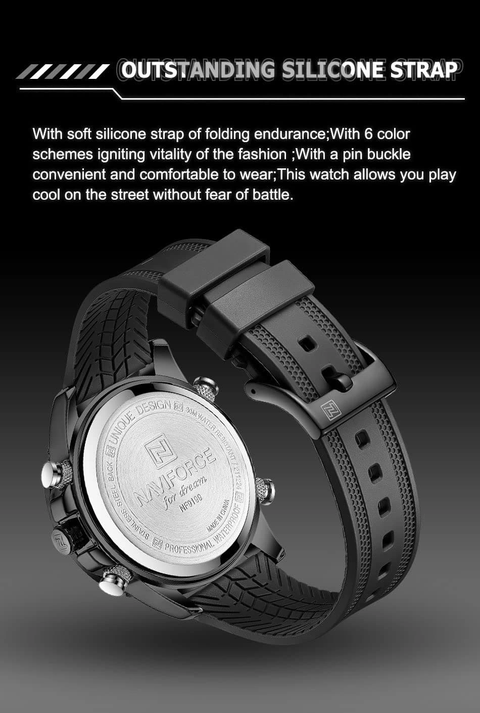 Naviforce Watch For Men NF9199T-B-R-B