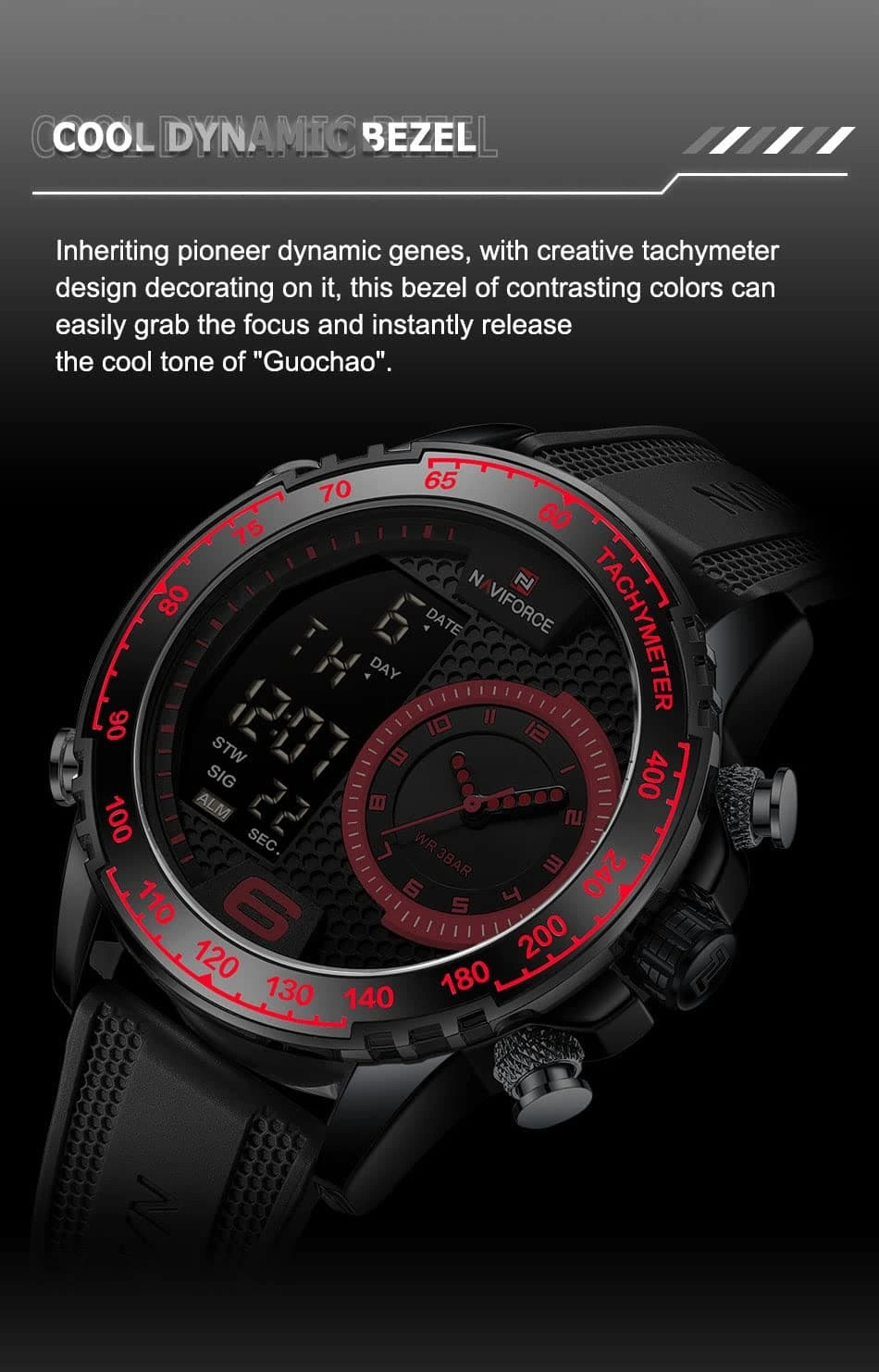 Naviforce Watch For Men NF9199T-B-R-B