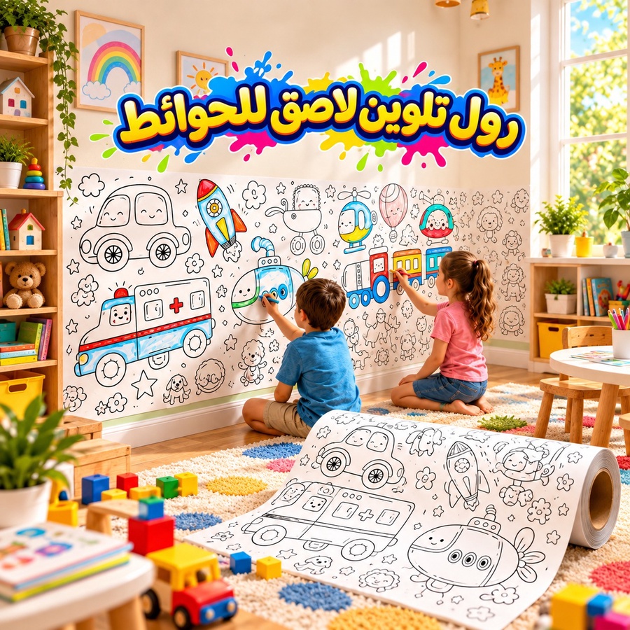 رول التلوين الجامبو التفاعلي (3 متر) – حماية للحوائط ومتعة لا تنتهي