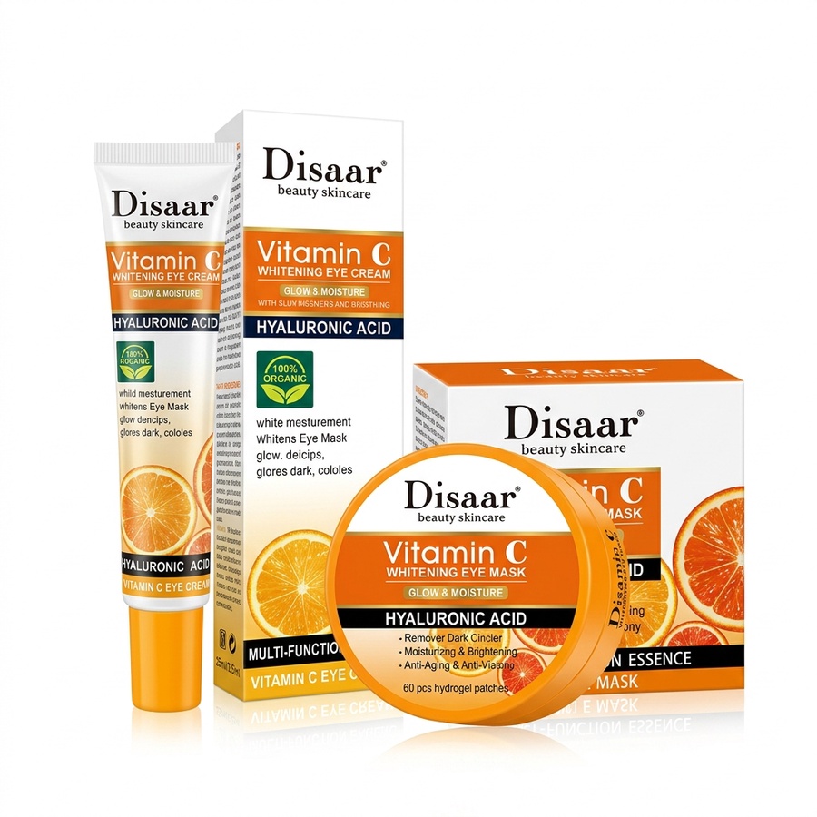 Disaar Vitamin C Eye Care Routine Bundle (Eye Cream + Eye Mask 60 pcs)
