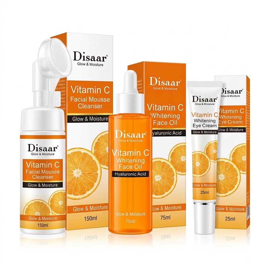 Disaar Vitamin C Night Routine Bundle (Mousse + Face Oil + Eye Cream)