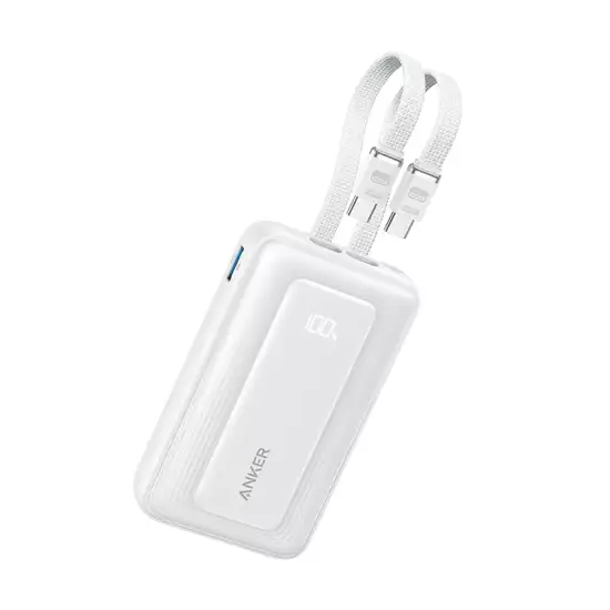 أنكر باور بانك Zolo سعه 10000 مللي أمبير بقوة 35 وات مع كابلي USB-C مدمجين A110LH22 