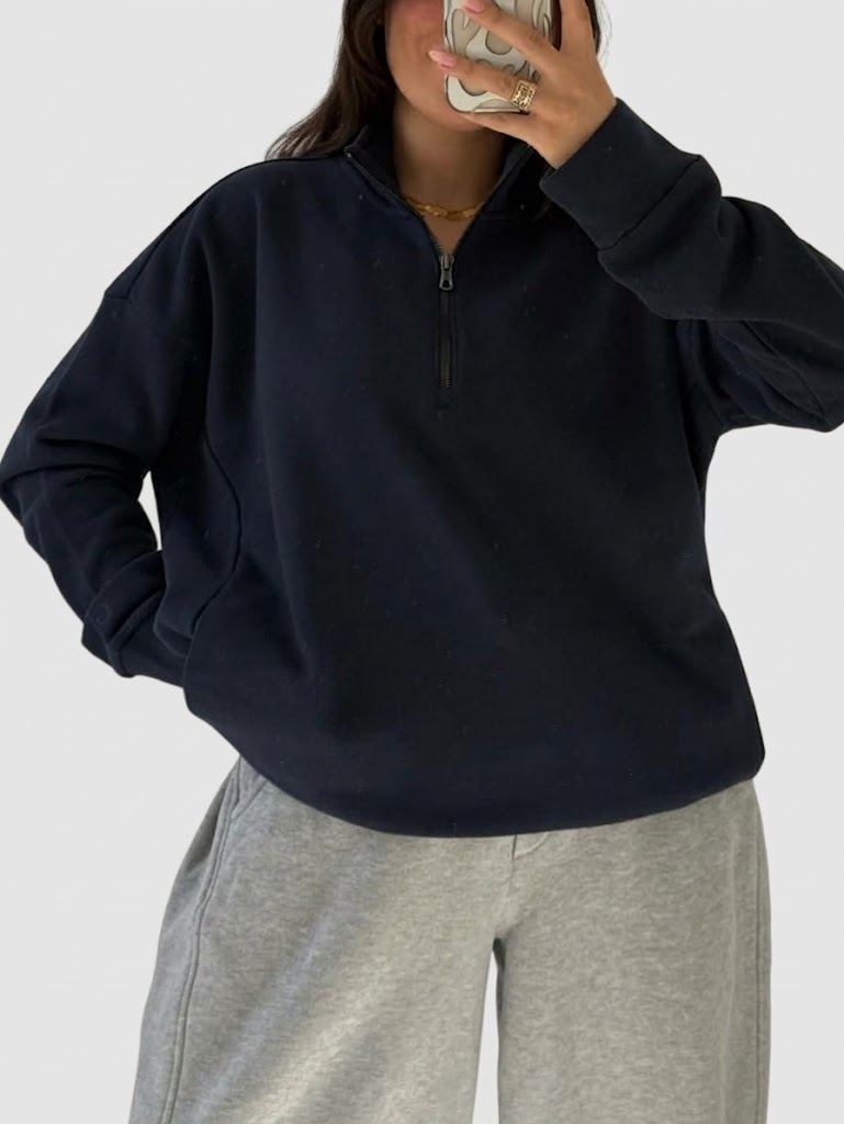 Oversized Half-Zip Sweatshirt Unisex | سويت شيرت أوفر سايز نص سوستة يونيسكس