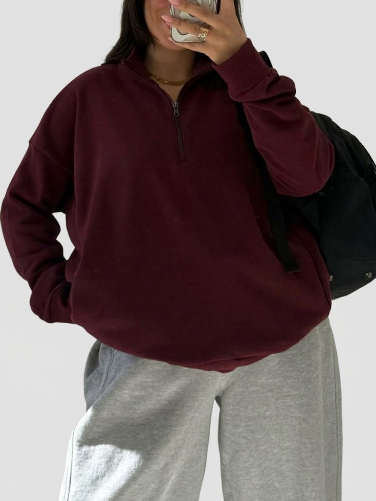Oversized Half-Zip Sweatshirt Unisex | سويت شيرت أوفر سايز نص سوستة يونيسكس
