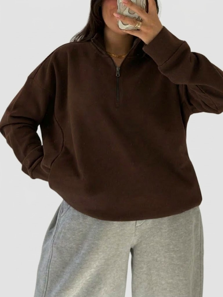 Oversized Half-Zip Sweatshirt Unisex | سويت شيرت أوفر سايز نص سوستة يونيسكس