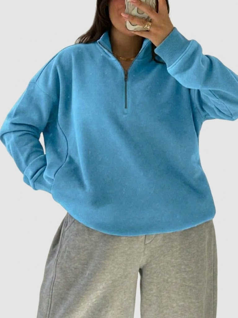 Oversized Half-Zip Sweatshirt Unisex | سويت شيرت أوفر سايز نص سوستة يونيسكس