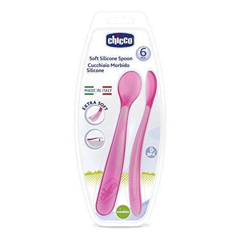 Chicco Long Feeding Spoon Soft Silicone Duo Pack