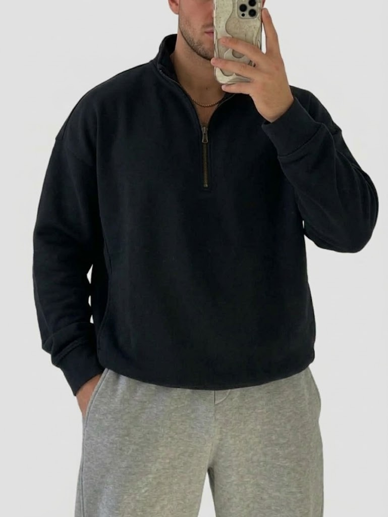 Oversized Half-Zip Sweatshirt Unisex | سويت شيرت أوفر سايز نص سوستة يونيسكس