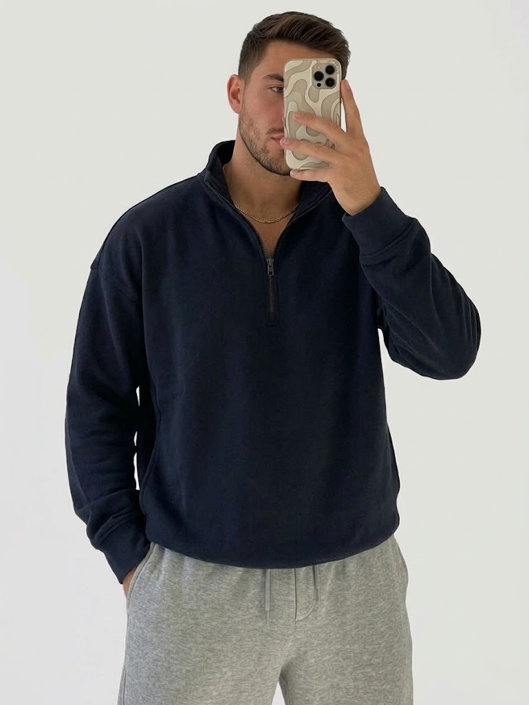 Oversized Half-Zip Sweatshirt Unisex | سويت شيرت أوفر سايز نص سوستة يونيسكس