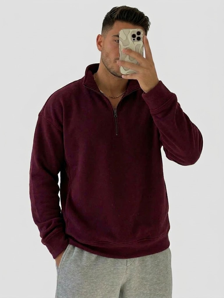 Oversized Half-Zip Sweatshirt Unisex | سويت شيرت أوفر سايز نص سوستة يونيسكس