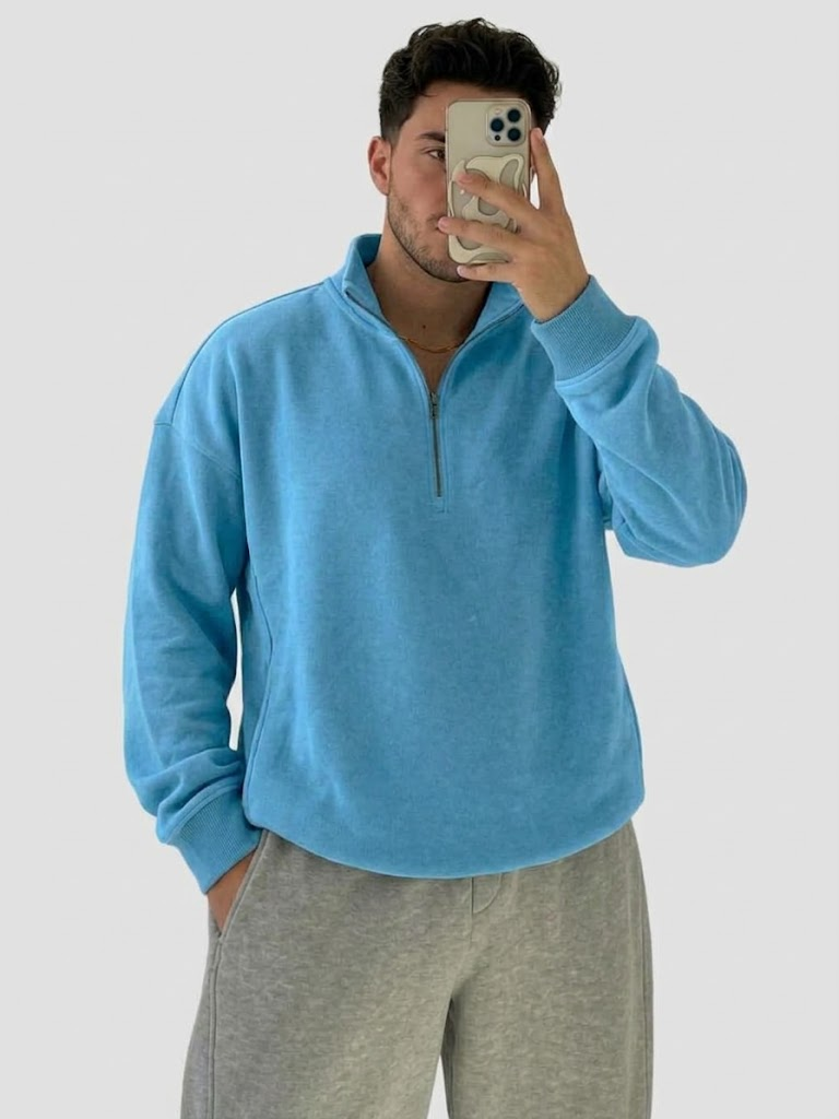 Oversized Half-Zip Sweatshirt Unisex | سويت شيرت أوفر سايز نص سوستة يونيسكس