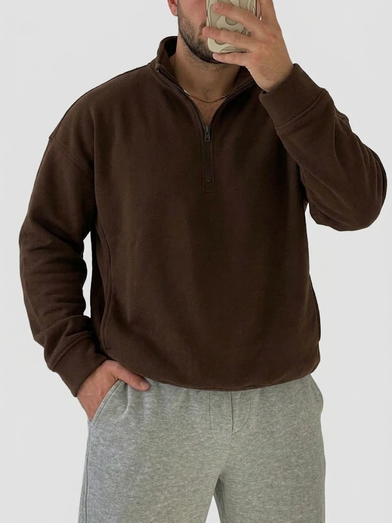 Oversized Half-Zip Sweatshirt Unisex | سويت شيرت أوفر سايز نص سوستة يونيسكس