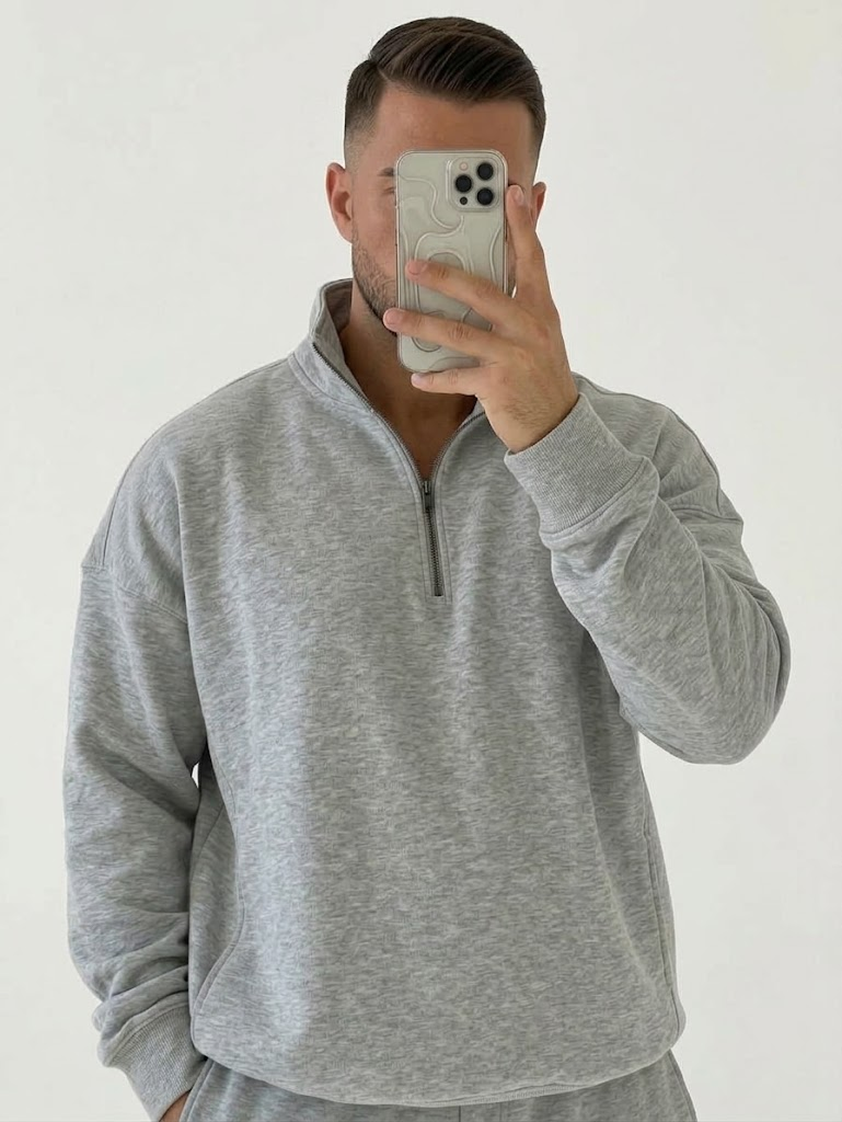 Oversized Half-Zip Sweatshirt Unisex | سويت شيرت أوفر سايز نص سوستة يونيسكس