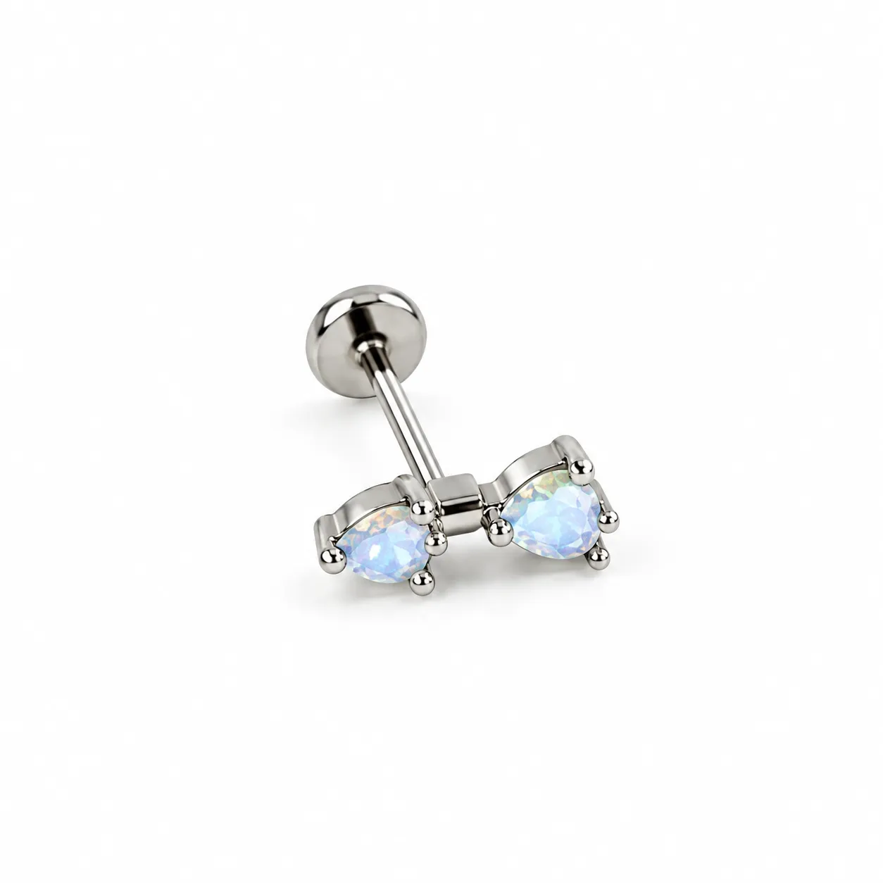 Silver Double zircon-Flatback 