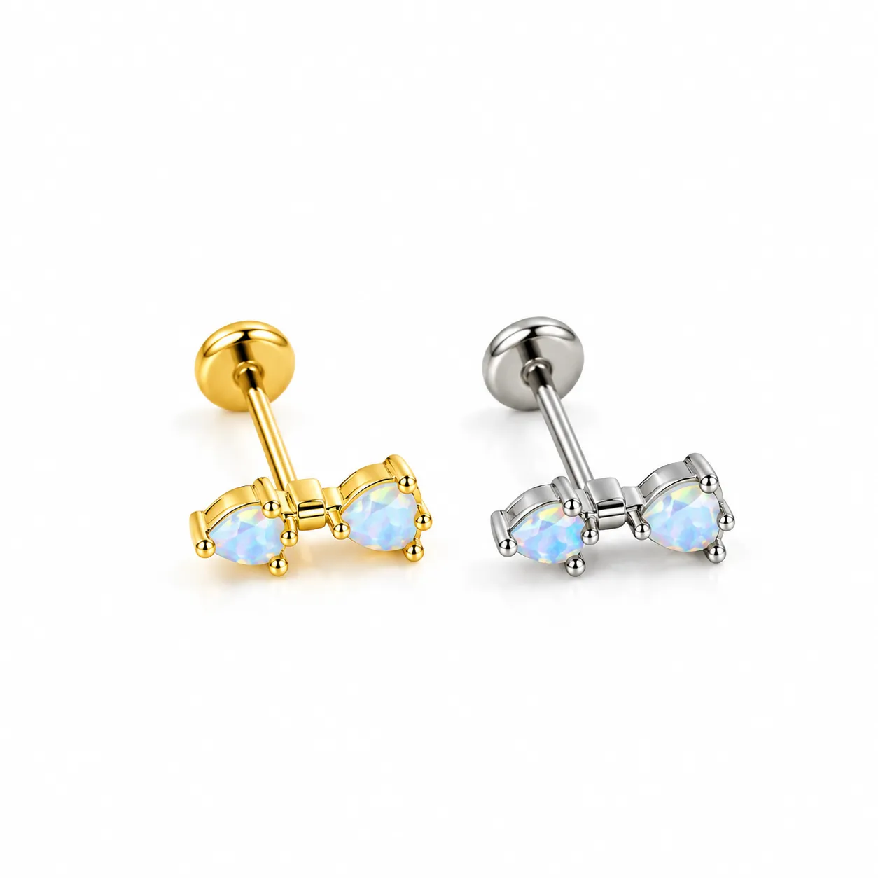 Silver Double zircon-Flatback 