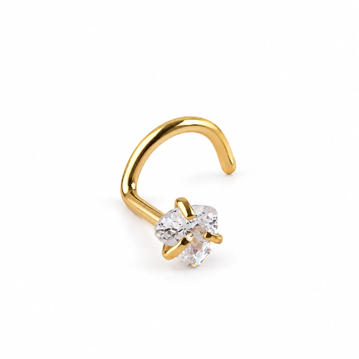 U-Shape Zirconia Heart-Gold