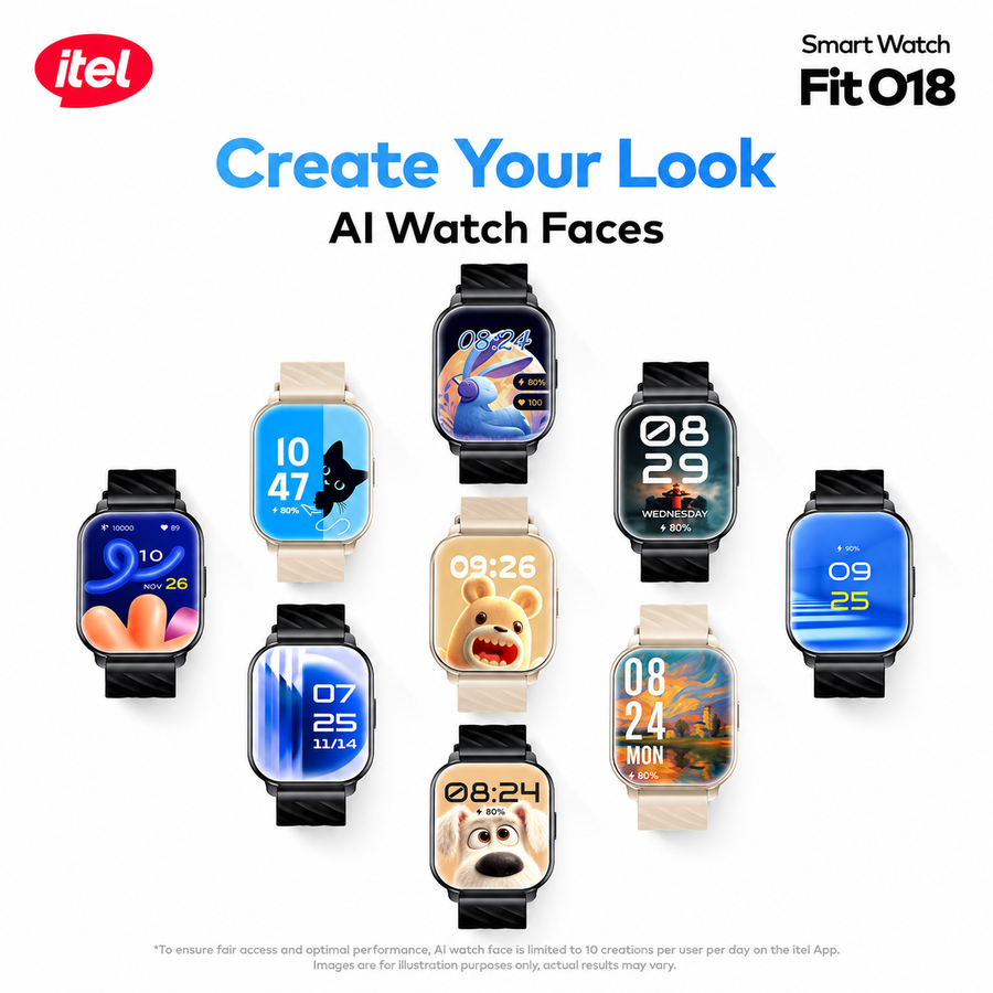 ساعة itel Fit O18 ISW-018 بشاشة 2.01 بوصة ومكالمات Bluetooth وIP68 - ضمان 12 شهر
