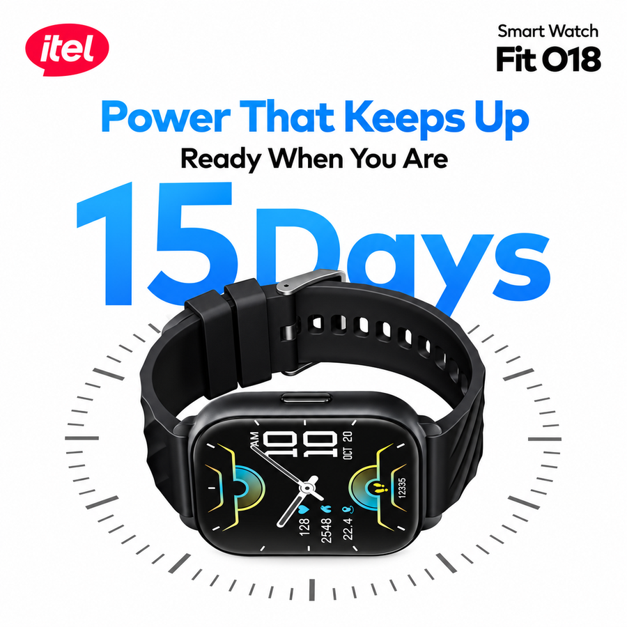 ساعة itel Fit O18 ISW-018 بشاشة 2.01 بوصة ومكالمات Bluetooth وIP68 - ضمان 12 شهر