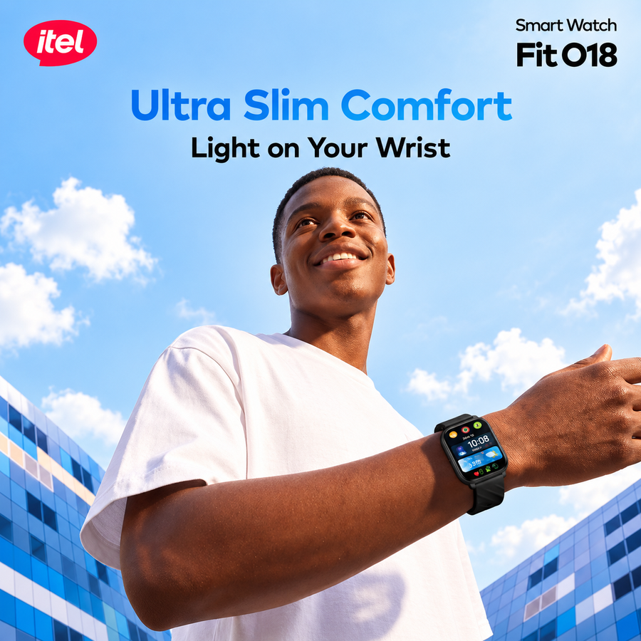 ساعة itel Fit O18 ISW-018 بشاشة 2.01 بوصة ومكالمات Bluetooth وIP68 - ضمان 12 شهر
