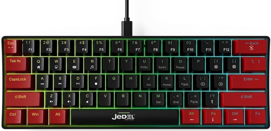 JEDEL KL69 60% Red Switch Mechanical Gaming Keyboard with Rainbow Backlight