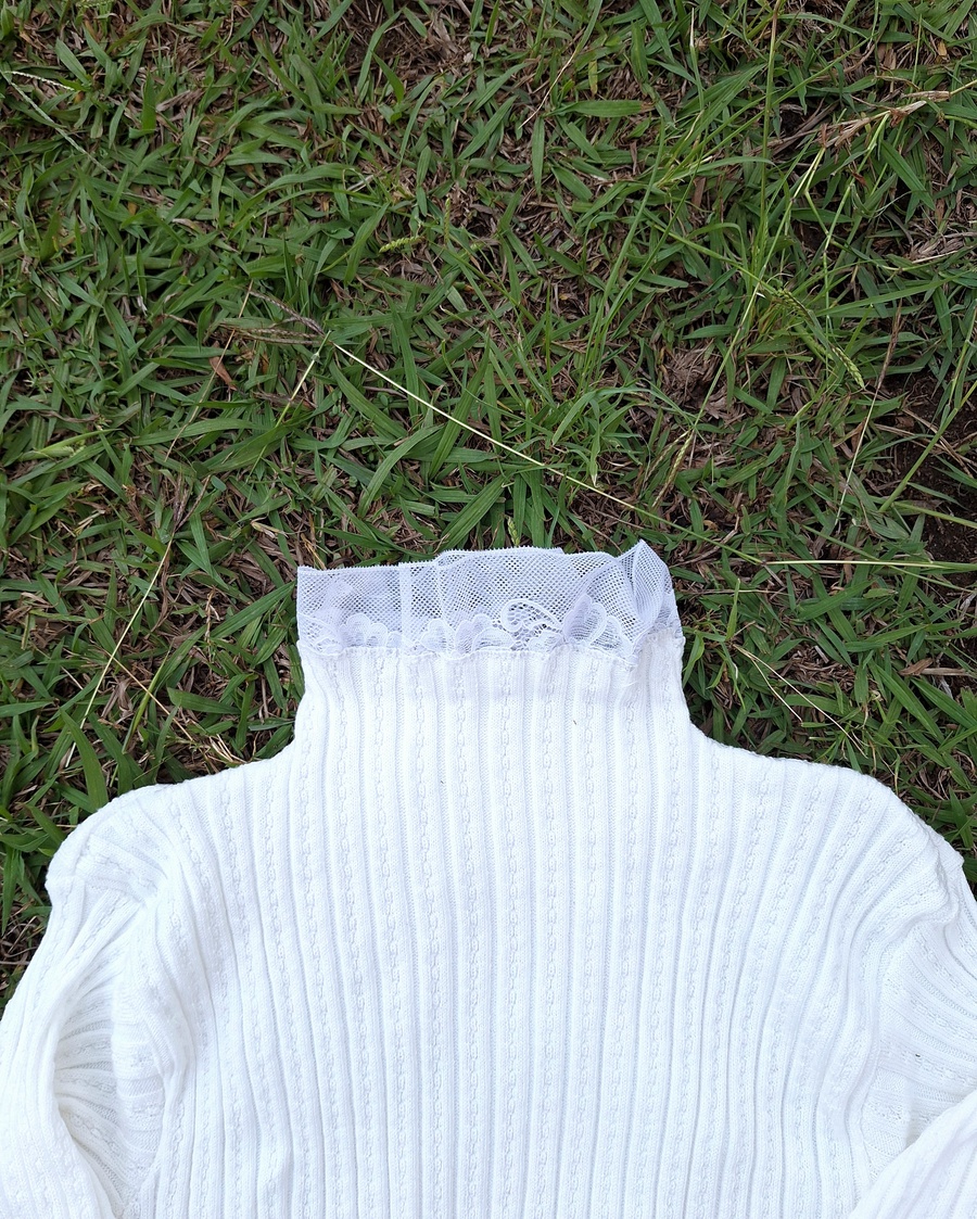 The "Lace-Trimmed Elegance" Soft-Knit Turtleneck