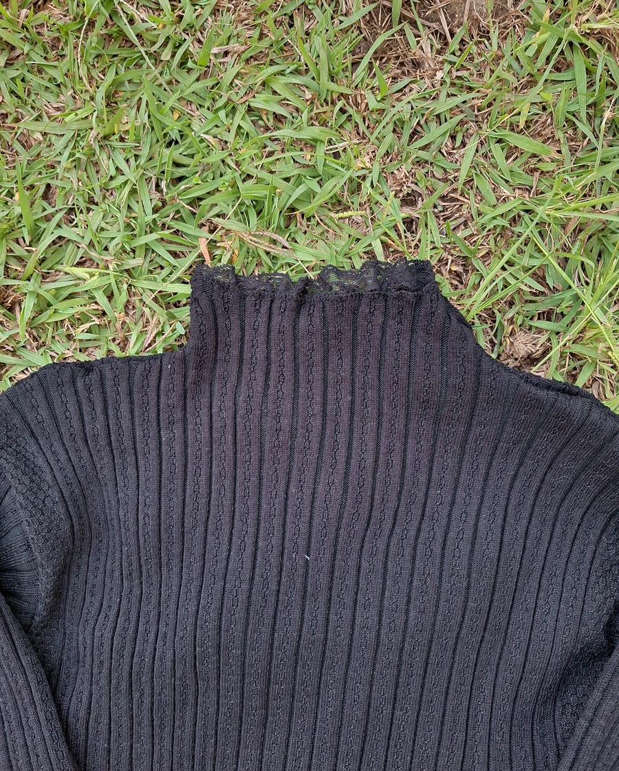 The "Lace-Trimmed Elegance" Soft-Knit Turtleneck
