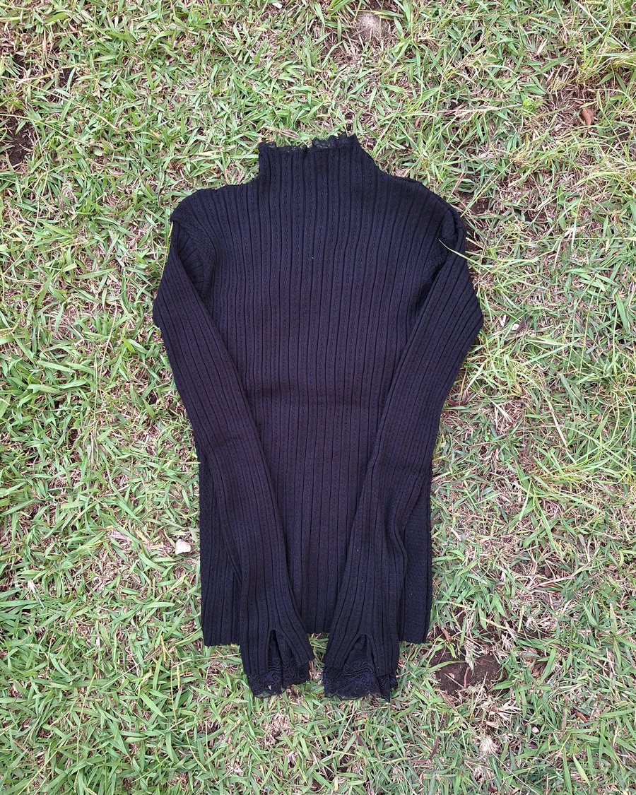 The "Lace-Trimmed Elegance" Soft-Knit Turtleneck