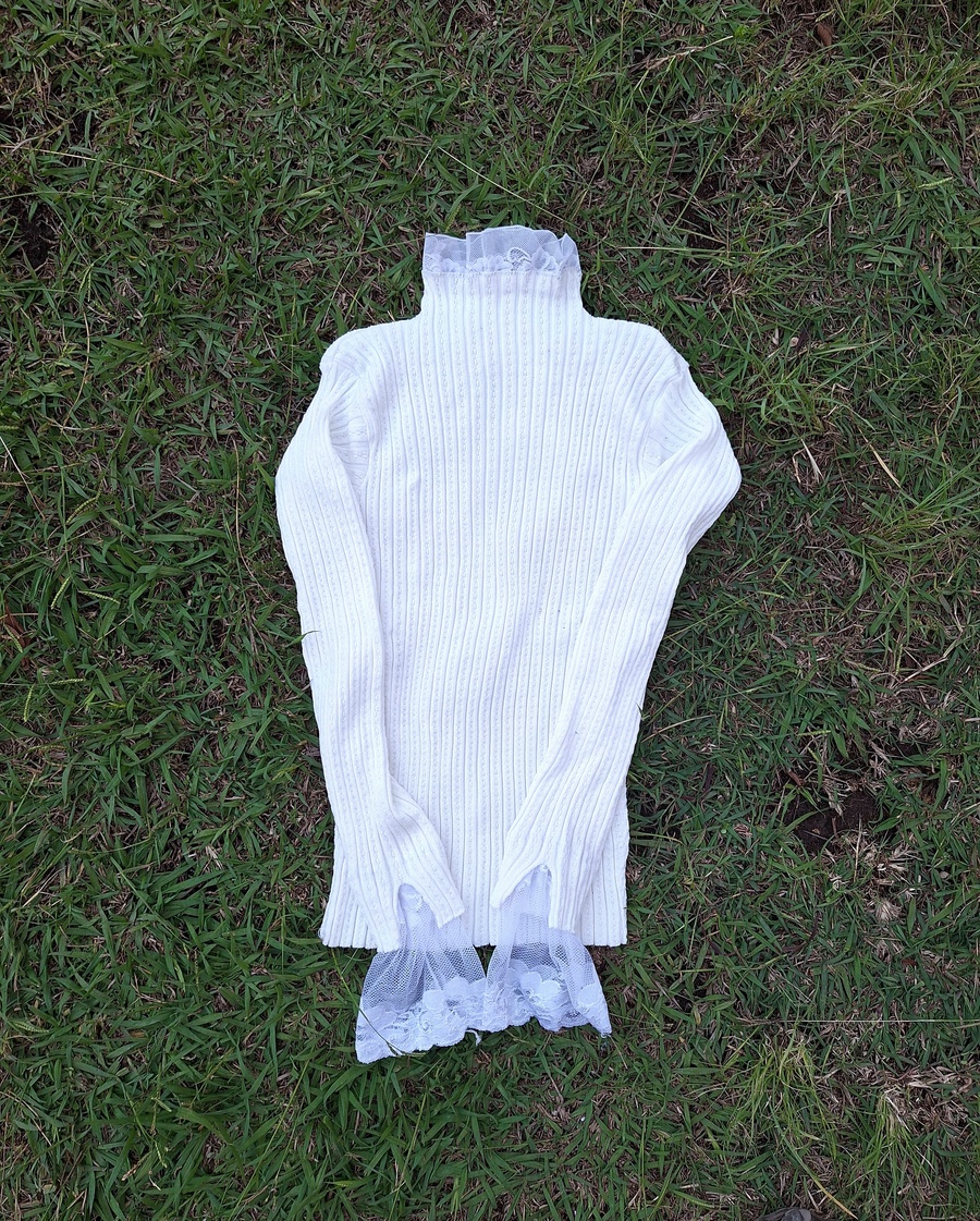 The "Lace-Trimmed Elegance" Soft-Knit Turtleneck