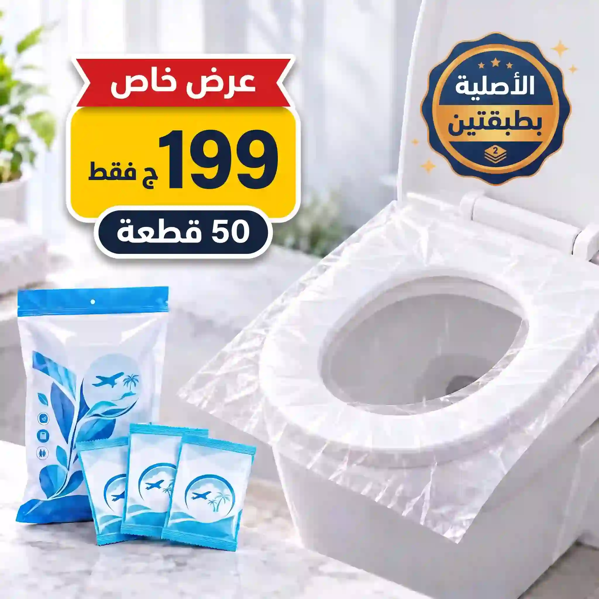 أغطية تواليت للاستخدام مرة واحدة بتتلبّس على القاعدة