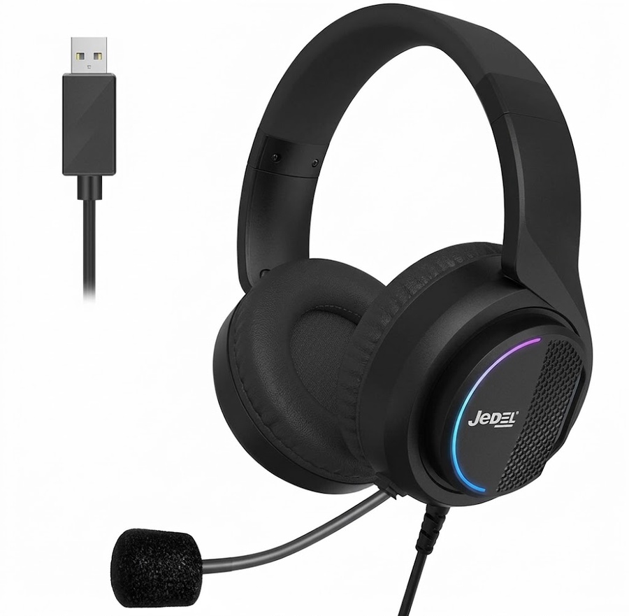 JEDEL GH621 USB 7.1 RGB Gaming Headset with Noise Reduction Mic