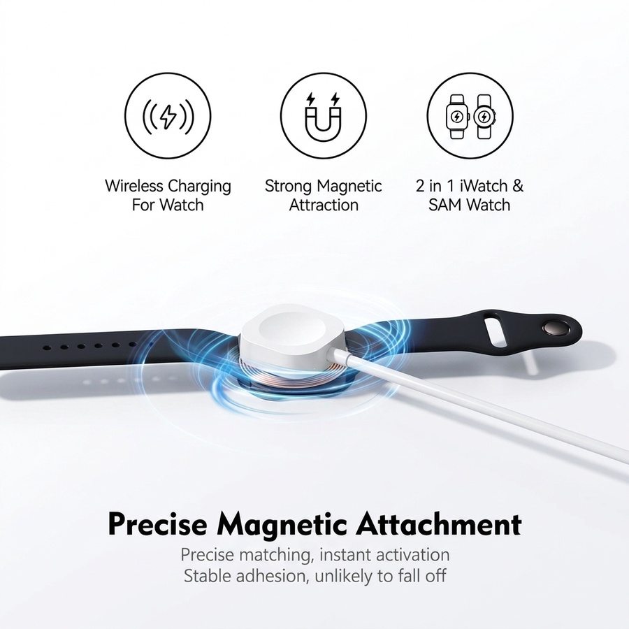 Earldom ET-WC80 2-in-1 Magnetic Wireless Charger Cable for Smart Watches (Apple Watch & Samsung Galaxy Watch) - 1m, USB-C