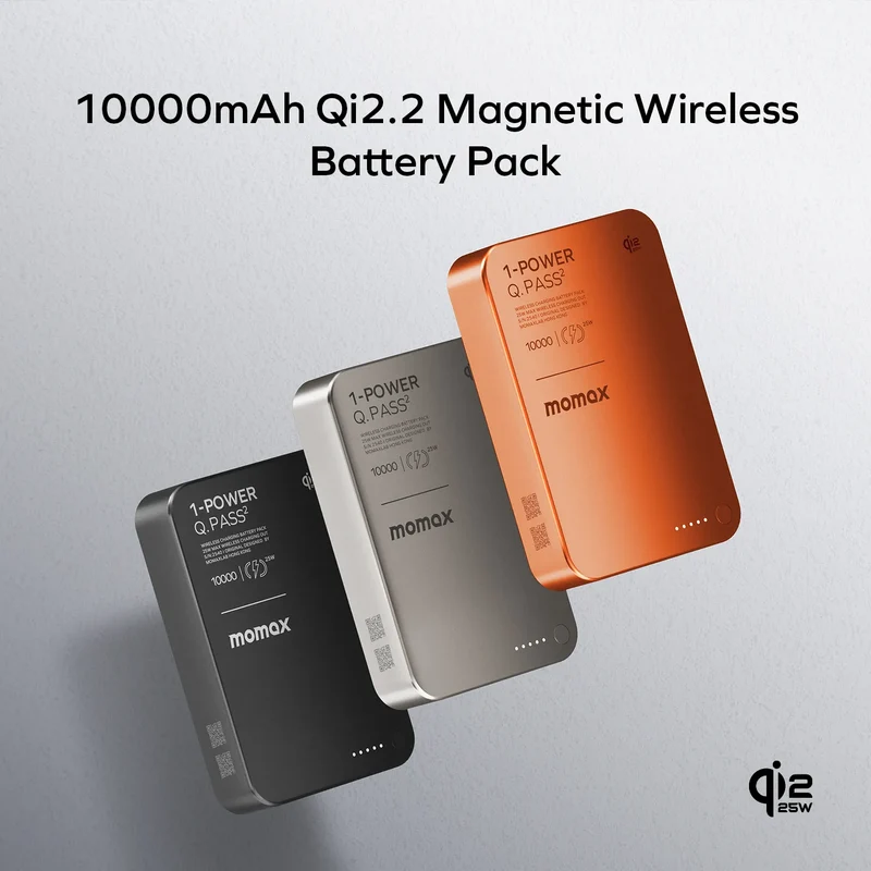 MOMAX 1-Power Q.Pass² 10000mAh Qi2 25W Magnetic Power Bank