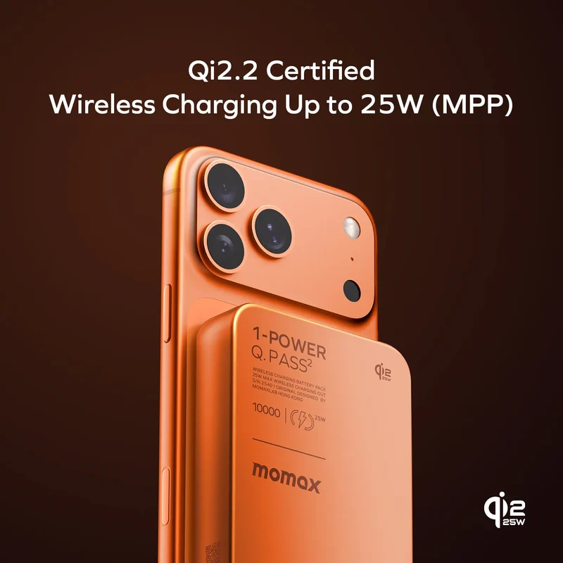 MOMAX 1-Power Q.Pass² 10000mAh Qi2 25W Magnetic Power Bank