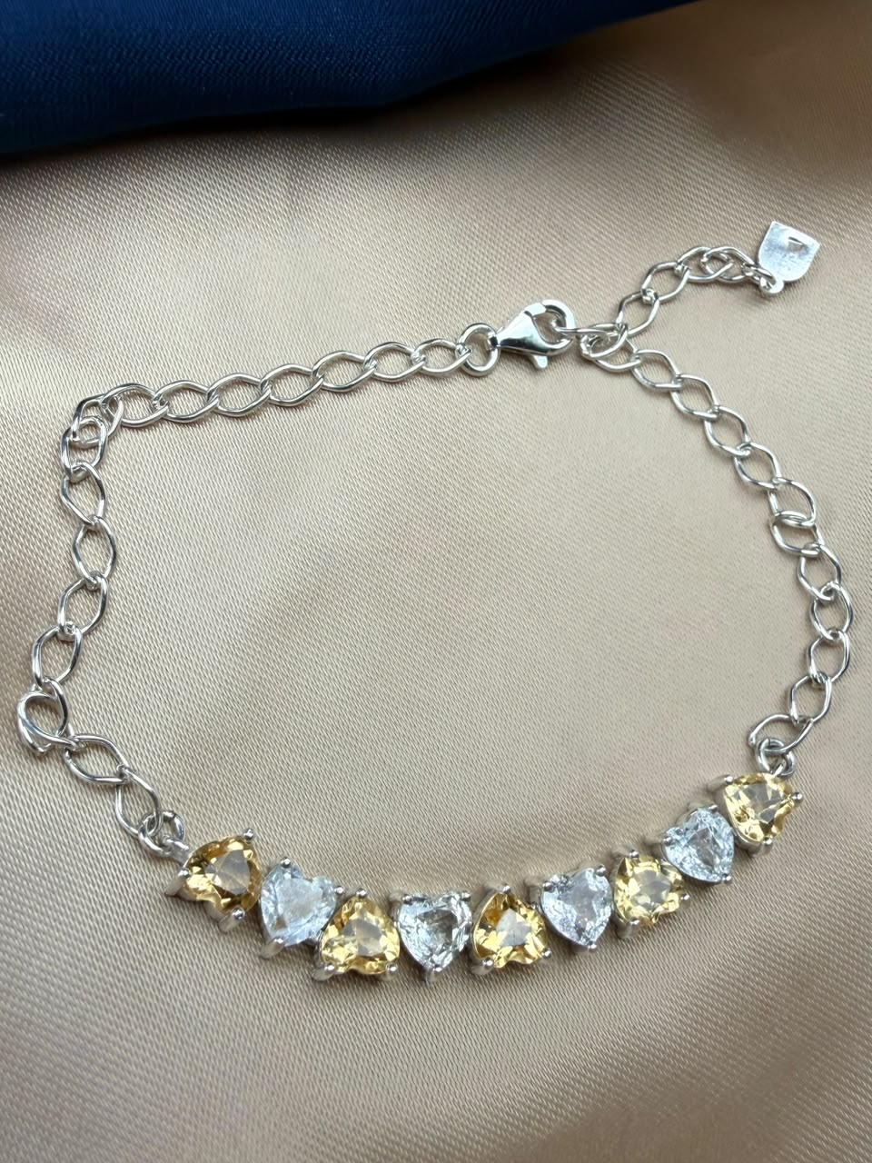  - IGI Certified Topaz & Citrine Half Tennis 925 Silver Bracelet