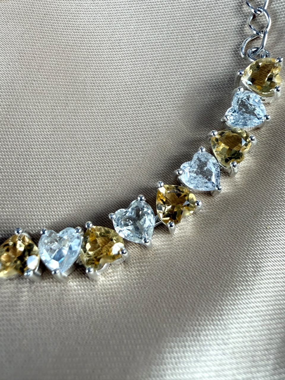  - IGI Certified Topaz & Citrine Half Tennis 925 Silver Bracelet