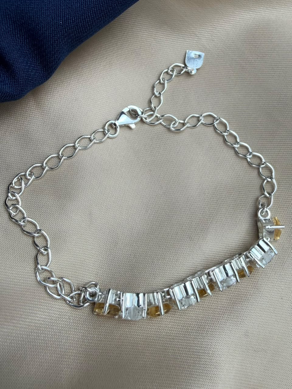  - IGI Certified Topaz & Citrine Half Tennis 925 Silver Bracelet