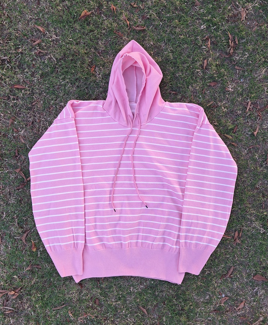 Mono-Stripe Relaxed Fit Hoodie