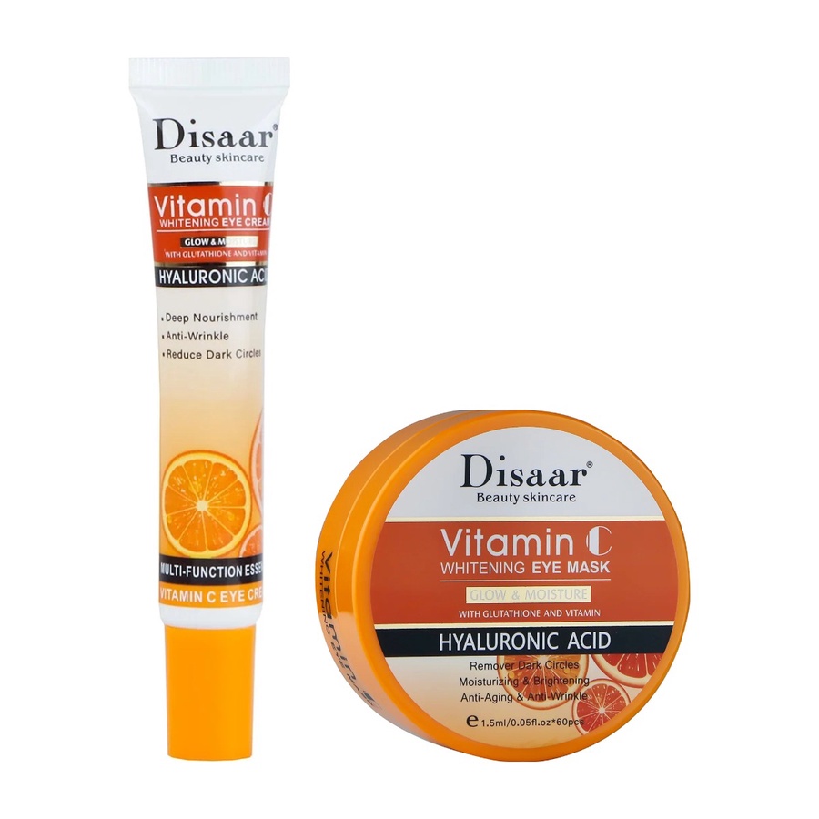 Disaar Vitamin C Eye Care Routine Bundle (Eye Cream + Eye Mask 60 pcs)