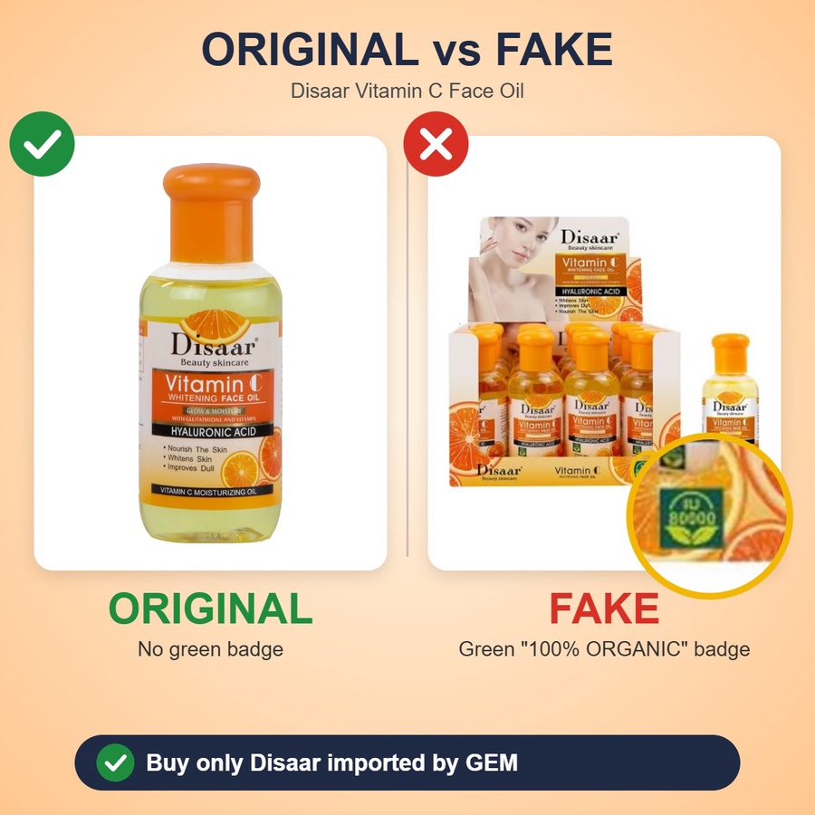 Disaar Vitamin C Whitening Face Oil Hyaluronic Acid 75ml