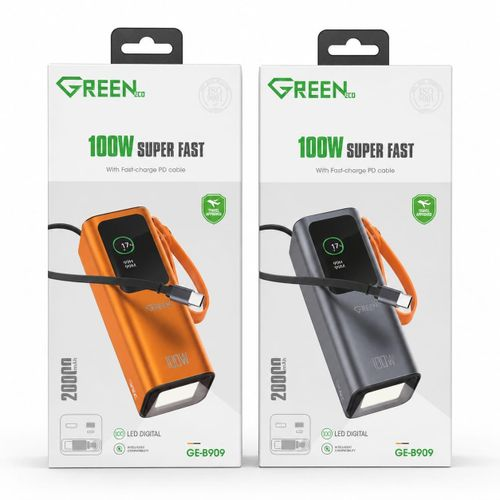Green باور بنك شحن خارق السرعة جرين 20000 ملي أمبير بقدرة 100 واط (موديل GE-B909)