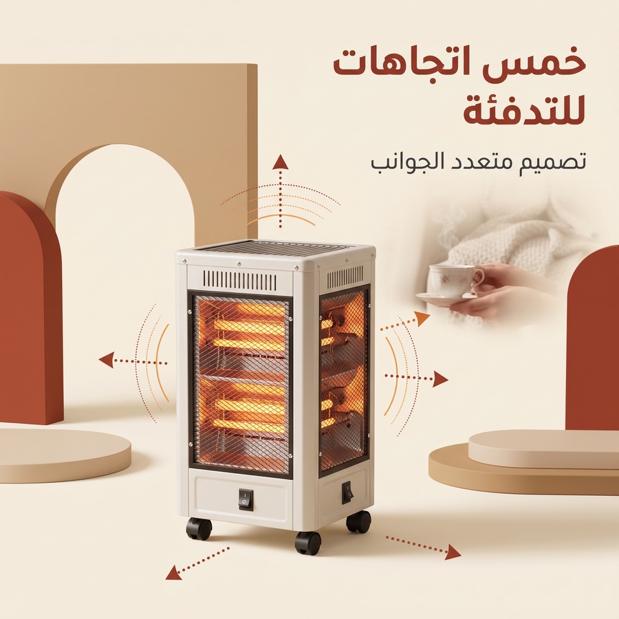 دفاية و سخان 5 اتجاهات لتوزيع الحرارة بشكل متساوٍ  بضمان عامين خصم 50% و شحن مجاني حتي نفاذ الكمية