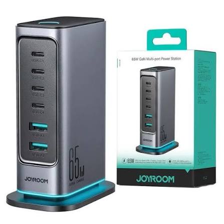 شاحن جويروم  متعدد المنافذ بقدرة 65 وات بتقنية جان- Joyroom JR-TCM02 65W GaN Multi-Port Charger Station (ضمان 12 شهر)
