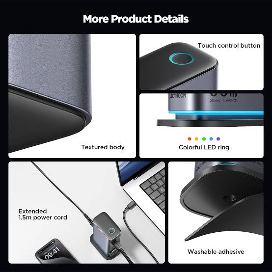 شاحن جويروم  متعدد المنافذ بقدرة 65 وات بتقنية جان- Joyroom JR-TCM02 65W GaN Multi-Port Charger Station (ضمان 12 شهر)
