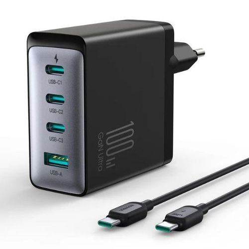 شاحن جويروم 100وات جان مع كابل تايب سي 2 متر- JOYROOM 100W GaN Charger Set with 2M Type-C To Type-C JR-TG11EU (ضمان 12 شهر)