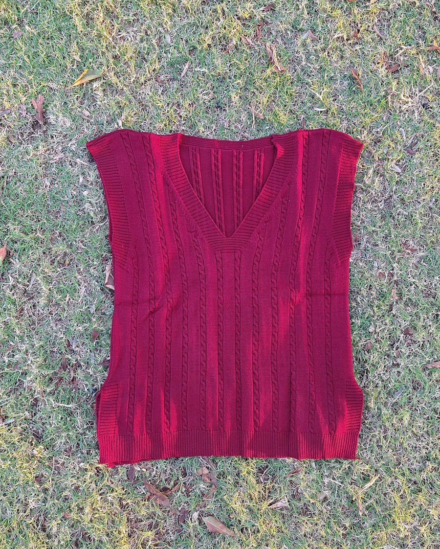 Cable-Knit Heritage V-Neck Sweater Vest
