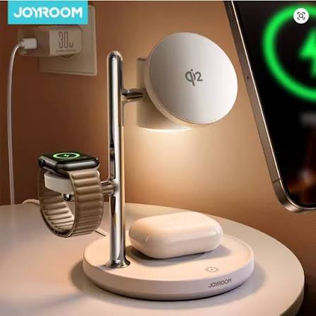 شاحن وايرلس جوي روم JR-W23 مع تقنية Qi2 قدرة 15 وات- Joyroom JR-W23 Q12 4-in-1 Wireless Charger 15W (ضمان 12 شهر)
