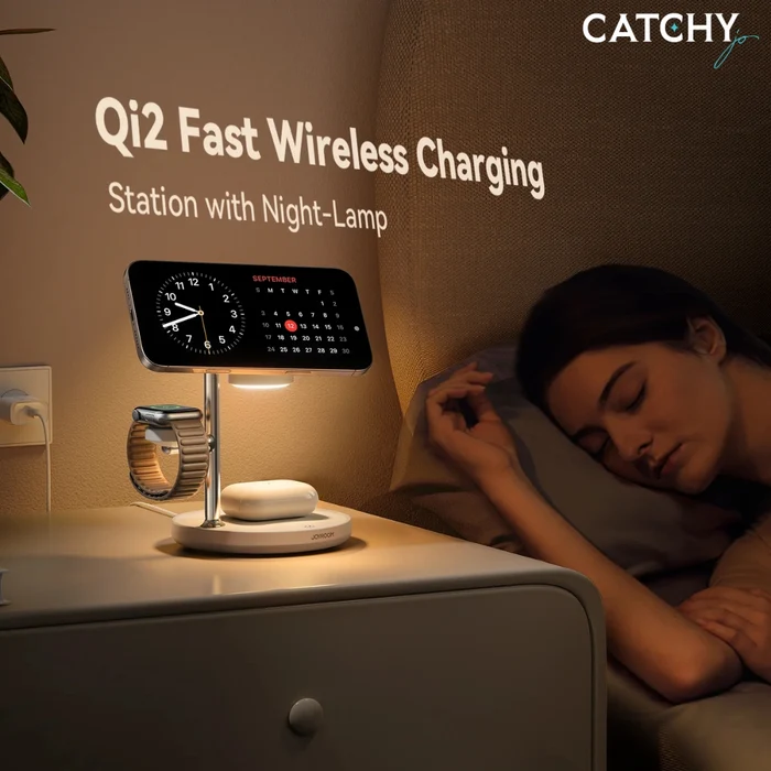 شاحن وايرلس جوي روم JR-W23 مع تقنية Qi2 قدرة 15 وات- Joyroom JR-W23 Q12 4-in-1 Wireless Charger 15W (ضمان 12 شهر)